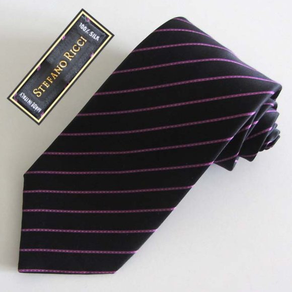 Stefano Ricci Other - STEFANO RICCI black/purple striped tie 100% silk